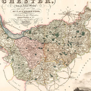 Vintage Map of Map of the county palatine of Chester England, 1830
