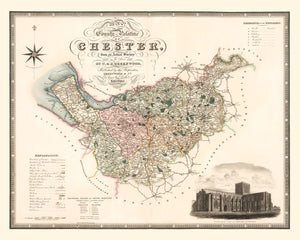 Vintage Map of Map of the county palatine of Chester England, 1830