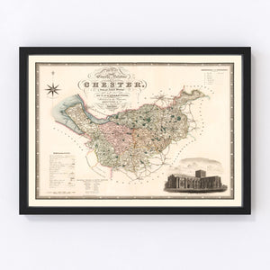 Vintage Map of Map of the county palatine of Chester England, 1830