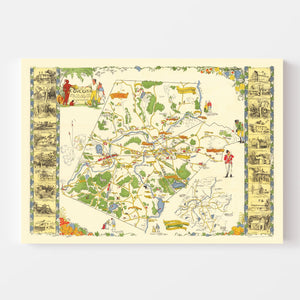 Vintage Map of Concord, Massachusetts 1928