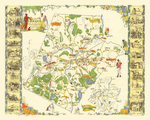Vintage Map of Concord, Massachusetts 1928