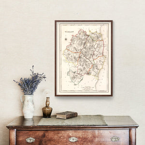 Vintage Map of Wicklow County Ireland, 1846