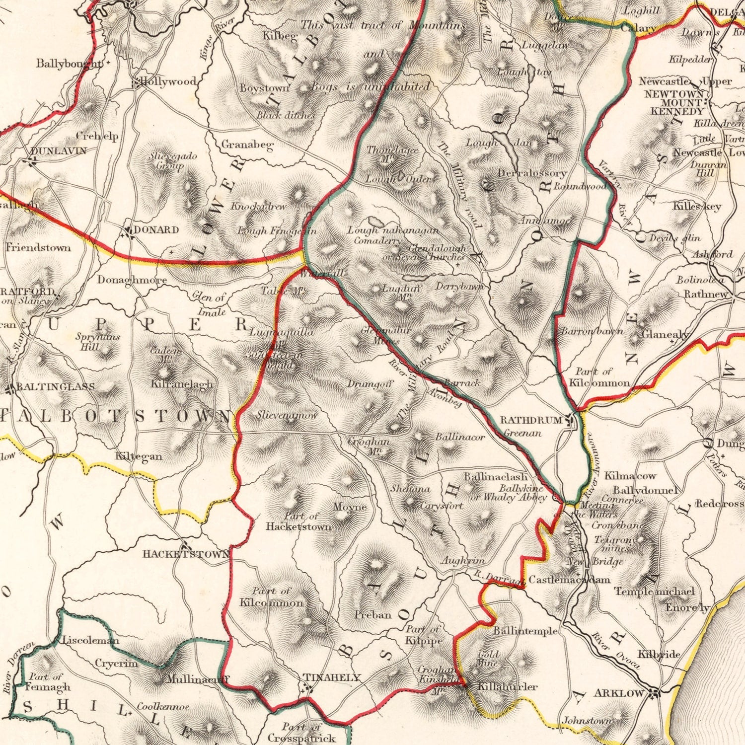 Vintage Map of Wicklow County Ireland, 1846
