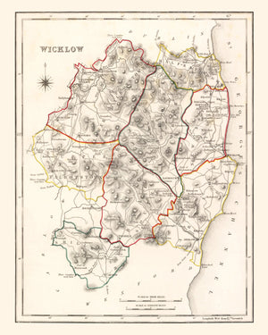 Vintage Map of Wicklow County Ireland, 1846