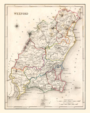 Vintage Map of Wexford County Ireland, 1846