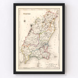 Vintage Map of Wexford County Ireland, 1846
