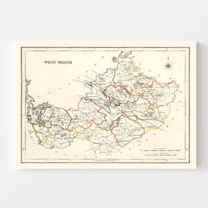Vintage Map of Westmeath County Ireland, 1846