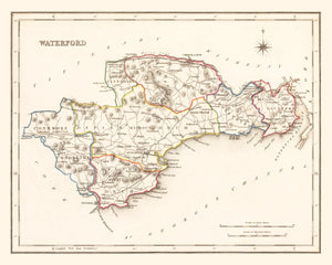 Vintage Map of Waterford County Ireland, 1846