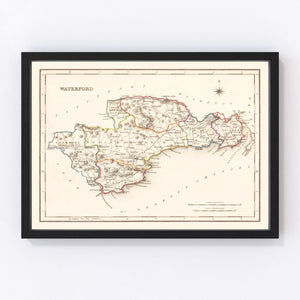 Vintage Map of Waterford County Ireland, 1846