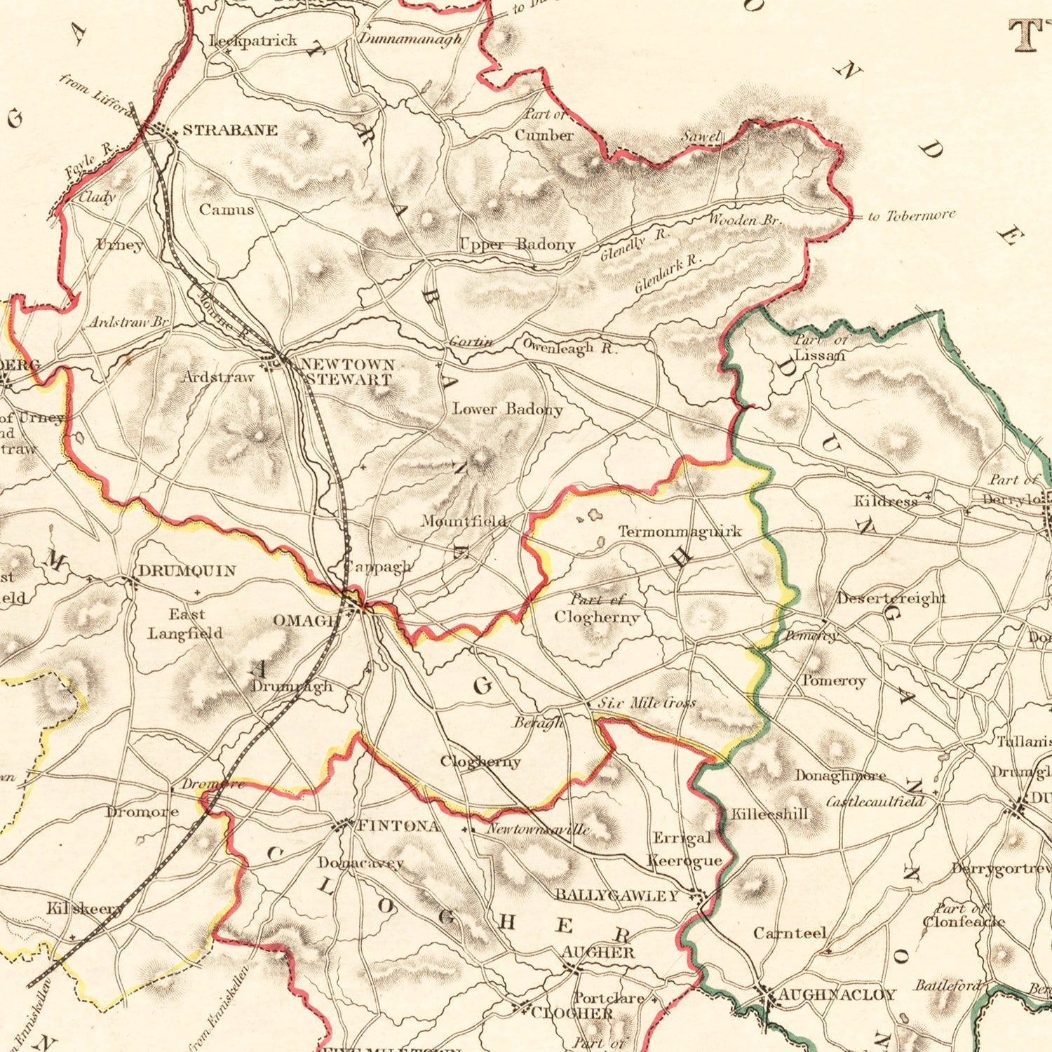 Vintage Map of Tyrone County Ireland, 1846