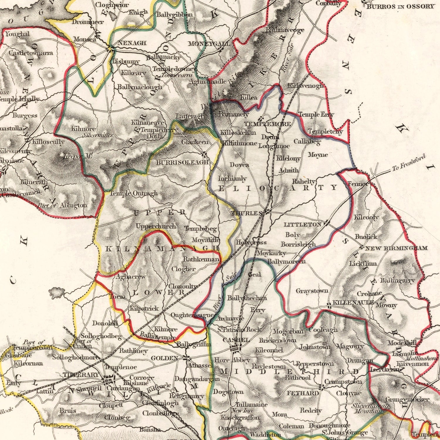 Vintage Map of Tipperary County Ireland, 1846