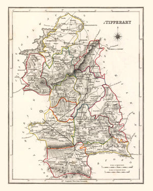 Vintage Map of Tipperary County Ireland, 1846