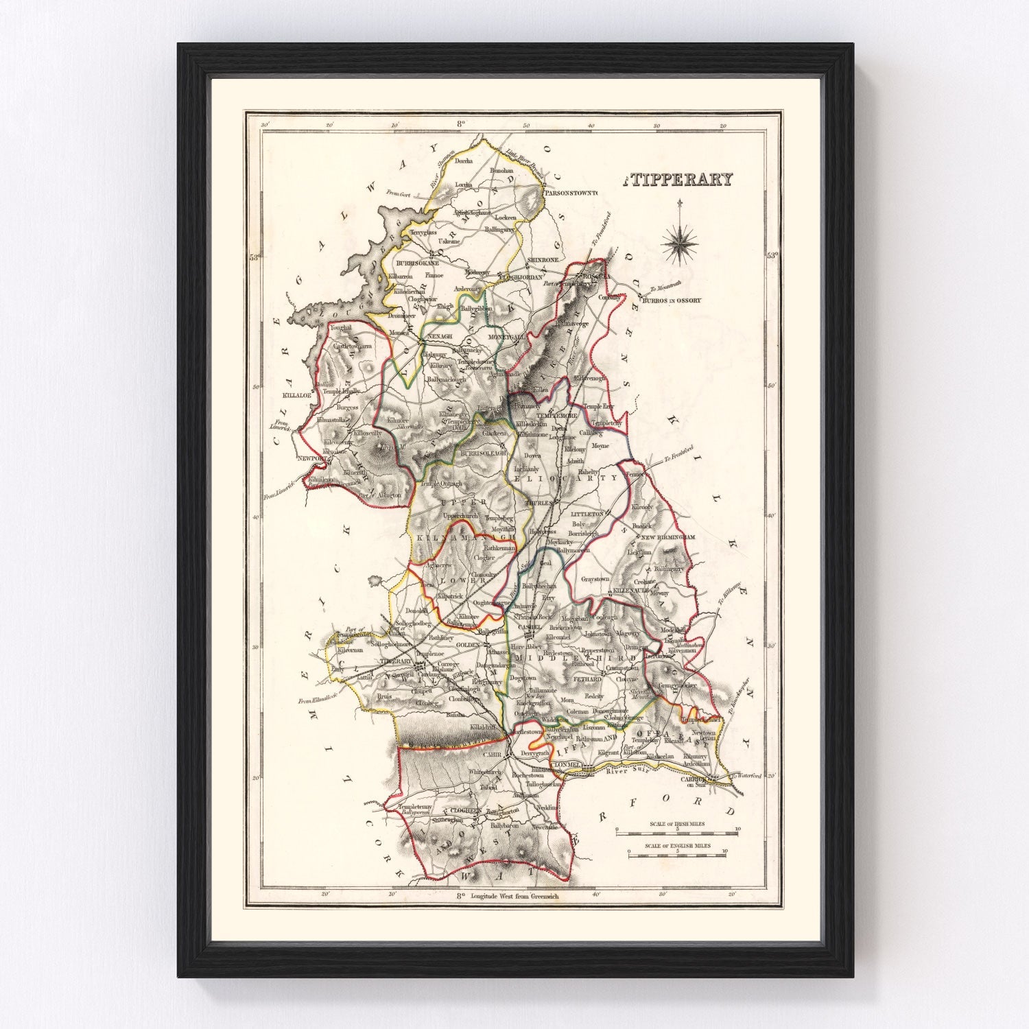 Vintage Map of Tipperary County Ireland, 1846