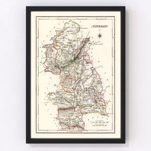 Vintage Map of Tipperary County Ireland, 1846