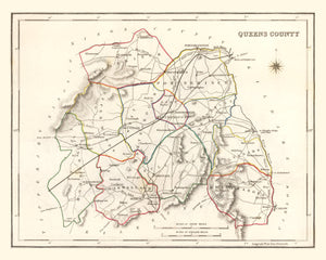 Vintage Map of Queens County Ireland, 1846