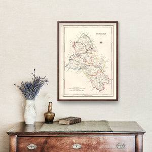 Vintage Map of Monaghan County Ireland, 1846