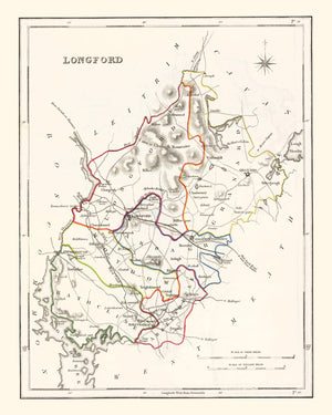 Vintage Map of Longford County Ireland, 1846