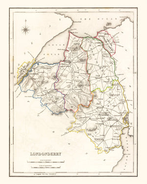 Vintage Map of Londonderry County Ireland, 1846