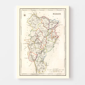 Vintage Map of Kildare County Ireland, 1846