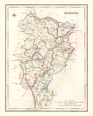 Vintage Map of Kildare County Ireland, 1846