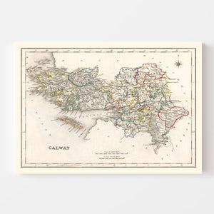 Vintage Map of Galway County Ireland, 1846