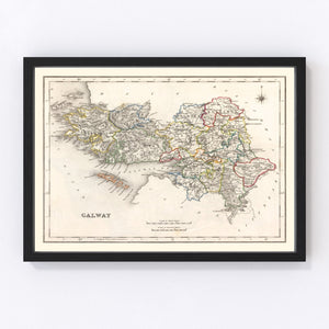 Vintage Map of Galway County Ireland, 1846