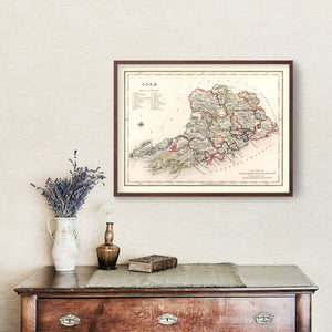 Vintage Map of Cork County Ireland, 1846