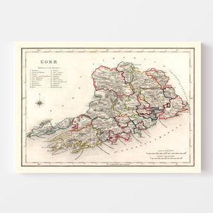 Vintage Map of Cork County Ireland, 1846