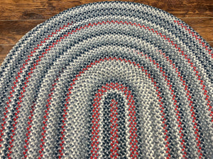 American Oval Braided Rug 5x8, Vintage Multicolor Handmade Wool 5 x 8 Carpet