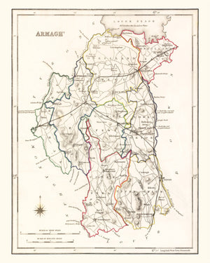 Vintage Map of Armagh County Ireland, 1846
