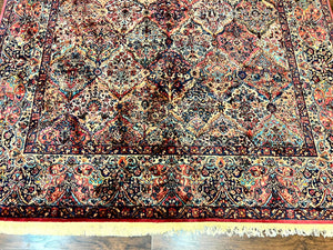 Karastan Rug 8.8 x 15, Multicolor Panel Kirman Rug #717, Large Wool Karastan Carpet, Vintage Multipanel Kirman, Original 700 Series