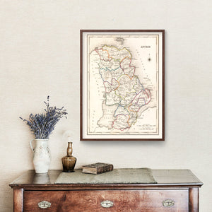 Vintage Map of Antrim County Ireland, 1846