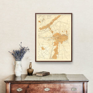 Vintage Map of Damascus, Syria 1918