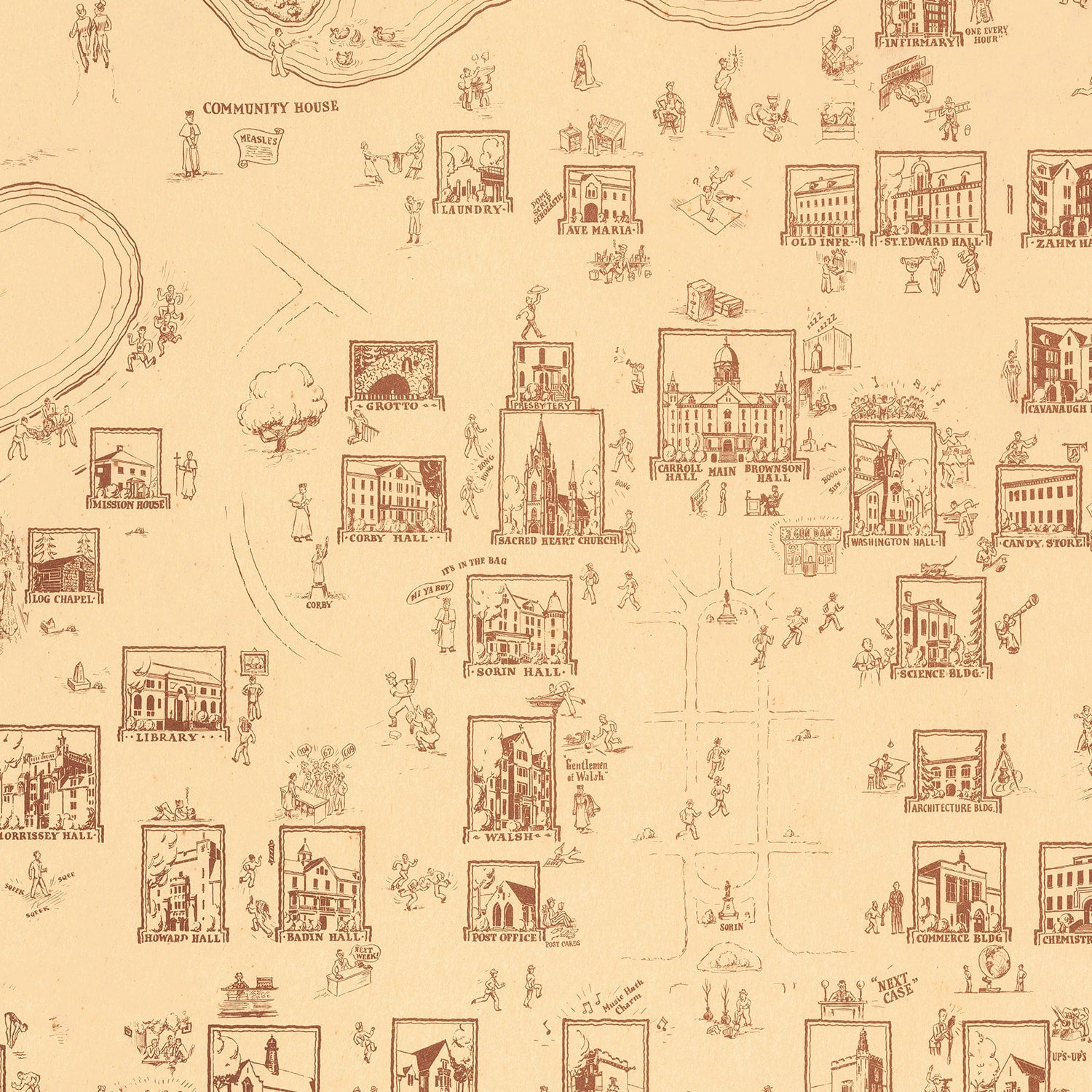 Vintage Map of University of Notre Dame, 1938