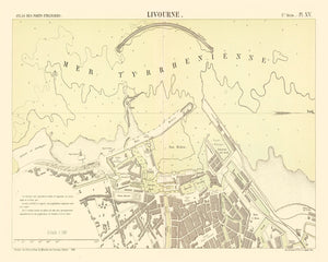 Vintage Map of Livorno, Italy 1884