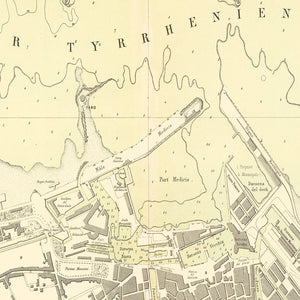 Vintage Map of Livorno, Italy 1884