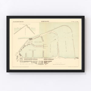 Vintage Map of Barcelona, Spain 1883