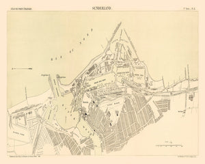 Vintage Map of Sunderland, England 1884