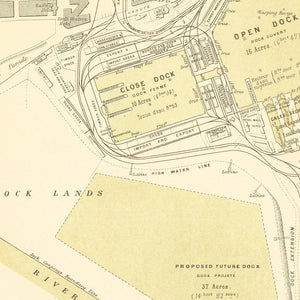 Vintage Map of Southampton, England 1884