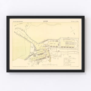 Vintage Map of Edinburgh, Scotland 1884