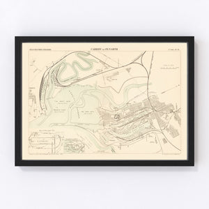 Vintage Map of Cardiff, England 1883