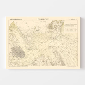 Vintage Map of Charleston, South Carolina 1884