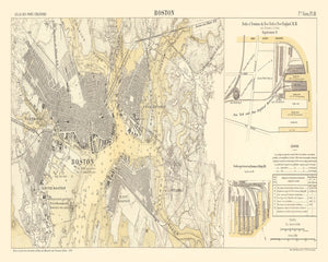 Vintage Map of Boston, Massachusetts 1884