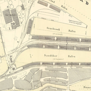 Vintage Map of Hamburg, Germany 1884