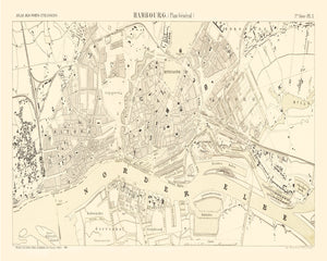 Vintage Map of Hamburg, Germany 1884