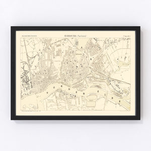 Vintage Map of Hamburg, Germany 1884