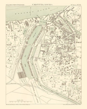 Vintage Map of Calcutta, India 1890