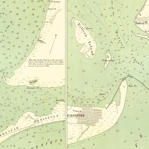 Vintage Map of Galveston, Texas 1888