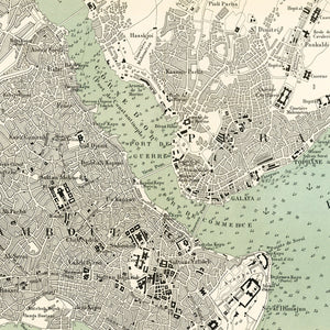 Vintage Map of Istanbul, Turkey 1873