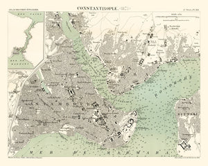 Vintage Map of Istanbul, Turkey 1873